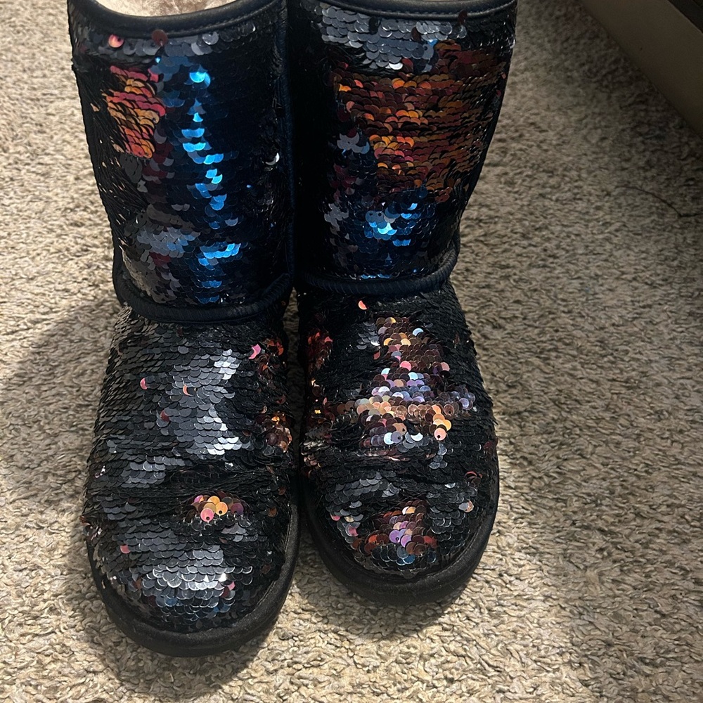 Black Sequin Tall Winter UGG Boots